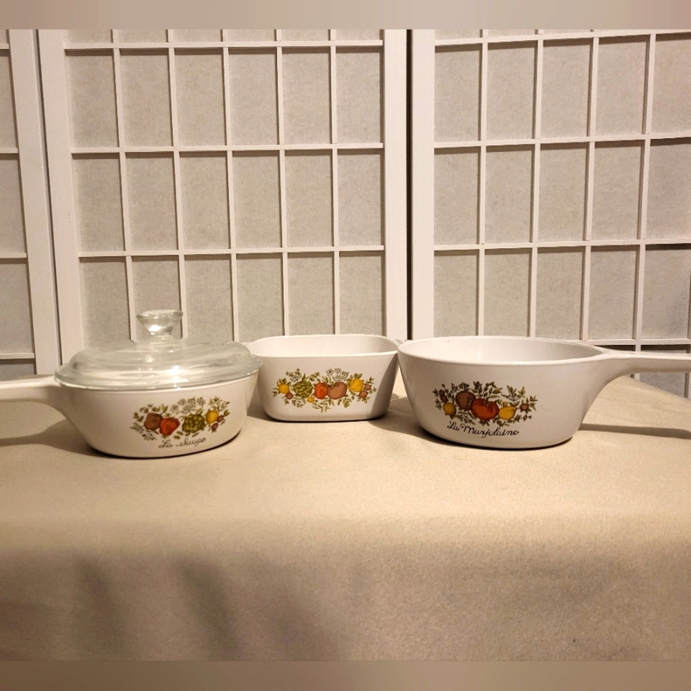 4 Piece Vintage Spice Of Life Corning Ware Set